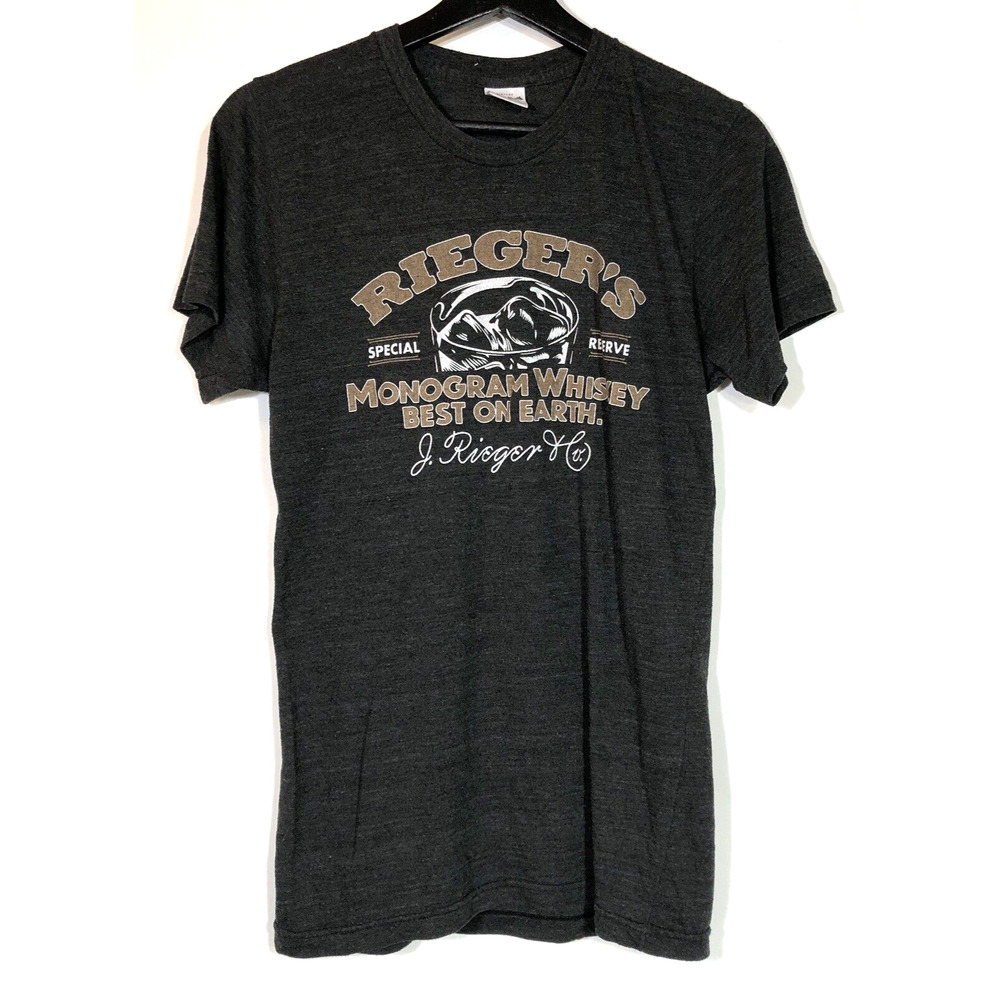 Charlie Hustle Gray Rieger's Whiskey Kansas City Graphic T-Shirt Adult Size S